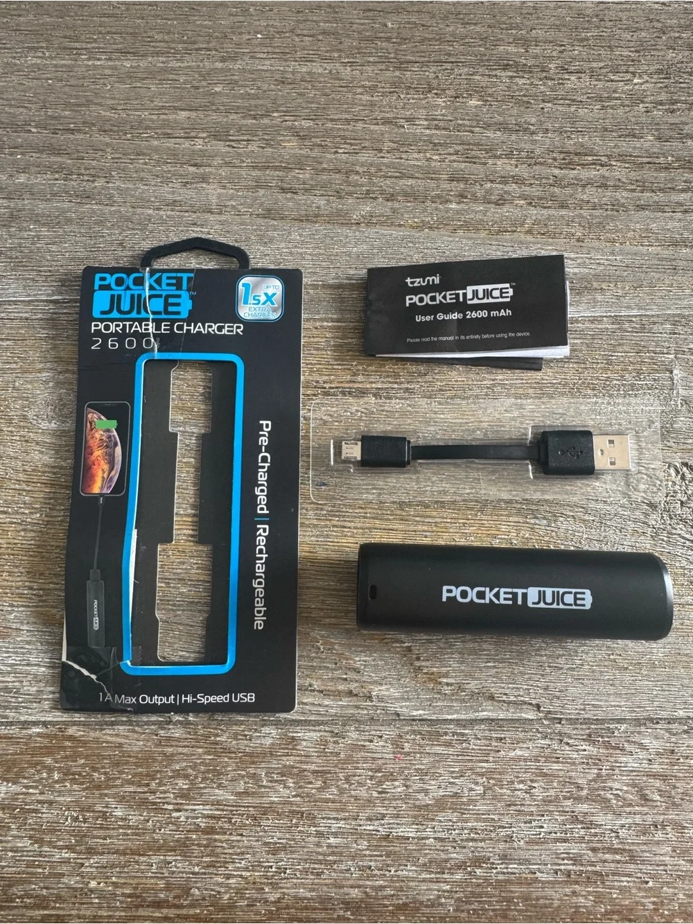 PocketJuice 2600mAh Portable Charger Power Bank - Black